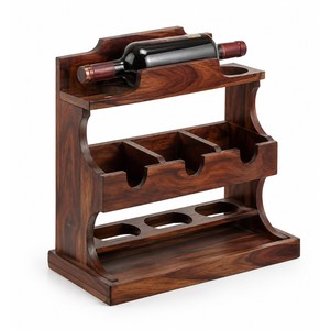 Soporte para Botellas de Vino y Licores de Madera de Sheesham al por Mayor |   Artesanía de Moradabad - Product Image 1