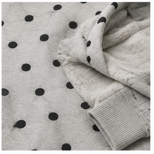 Sweat à capuche personnalisé gris argenté pour femme, coupe moderne et carrée, à pois décalés, en molleton doux coton-henné WPHOOD-0016 - Product Image 6