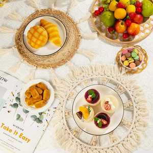 Étagère murale verticale en jute naturelle écologique, motif floral, artisanat décoratif tissé à la main, style Art Déco, pour appartement et salon - Product Image 2