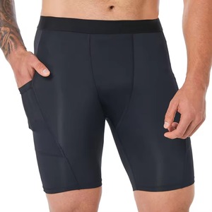 Shorts de compression pour hommes, vente en gros personnalisée OEM, best-seller, nouveau design, décontractés, sportifs, avec poche, couleur unie - Product Image 3