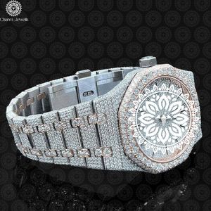 Charm Jewells Montre de luxe en acier inoxydable 36 mm à quartz analogique avec boîtier polygonal pour homme, fermoir pliant tendance - Product Image 4