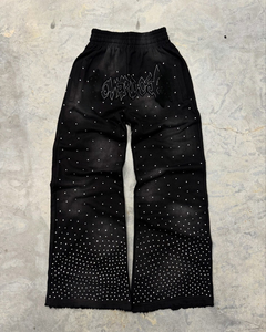 Trendy Custom Logo Streetwear All Over Print Rhinestone Flared <b>Sweatpants</b> and Hoodie <b>Sets</b> High Quality Tracksuit Sweat Suits Men - Product Image 3