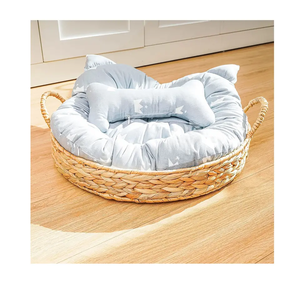 Handwoven Round Straw Basket <b>Tray</b> with Handles for Fruit Bread <b>Kitchen</b> Storage - Product Image 6