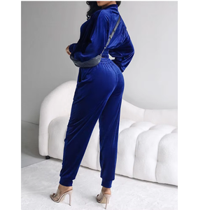 Custom <b>Women</b> Velour Zip up Cropped Hoodie Wide Leg Pants Tracksuit Two Piece <b>Set</b> Y2K Loungewear OEM ODM Manufacturer - Product Image 6