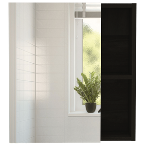 Whirlwind 1 Shelf Rectangle Medicine Cabinet Black Wengue <b>Bath</b> <b>Mirror</b> with Reflective Interior - Product Image 3