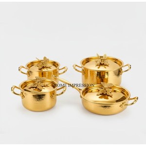 Elegant Butterfly Series Hand-Hammered Stainless Steel Eco-Friendly Stockpot <b>Set</b> Europe Antique Silver Finish Decorative Pot <b>Pan</b> - Product Image 2