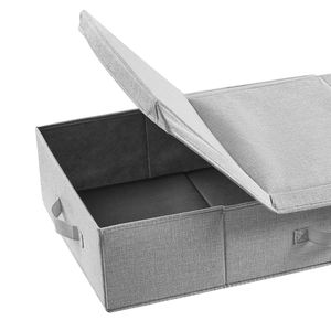 Large 48L Underbed <b>Clothes</b> <b>Storage</b> Containers 31.7 X 15.9 X 6.1 Inch Low Profile Gray Metal Lids for Bed - Product Image 6