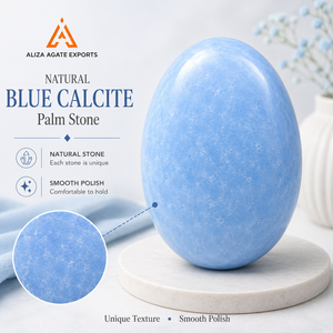 หินแคลไซต์สีน้ำเงินธรรมชาติ ขัดเงา หินคริสตัล พกพา หินปลอบประโลมใจ ขายส่งจำนวนมาก สำหรับของขวัญและการทำสมาธิ - Product Image 3