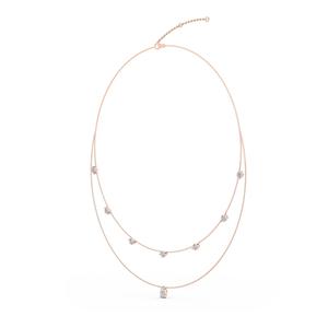 Collier élégant à double rangée de diamants de laboratoire de forme poire et ronde de 2,36 CTW en or rose 9 carats - Product Image 1
