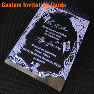 Custom Invitation <b>Card</b> Premium LED Light Up Rechargeable Acrylic Invitation <b>Card</b> with Logo for <b>Wedding</b> VIP Corporate Event OEM - Product Image 1