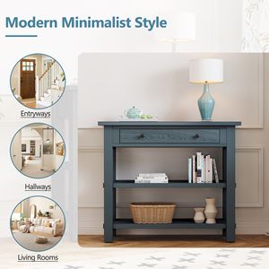 Consolle in Stile Retrò con Cassetto e Due Ripiani per Ingresso o Soggiorno - Product Image 5