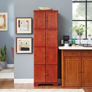 8-Door 72.4\" Tall Storage Cabinet with 4 <b>Shelves</b> Stylish Bookshelf for Living Room <b>Kitchen</b> Dining Room or Office - Product Image 2
