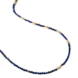 Collier de luxe léger pour femme, perles d'eau douce exquises, perles de lapis-lazuli, pendentif, clavicule - Product Image 5