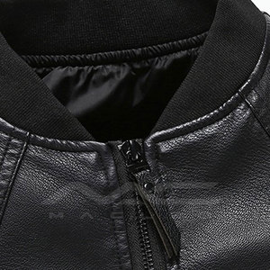 Veste en cuir de qualité supérieure conçue pour hommes, fermeture éclair sur le devant, manches longues, vêtement d'extérieur élégant, vêtements décontractés pour temps froid - Product Image 3