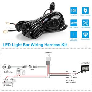 Kit Cablaggio per Barra Luminosa LED 280W 12V 40A con Relè di Potenza, Fusibile e Interruttore, Lunghezza 10 Piedi, Accessori Universali per Auto - Product Image 2