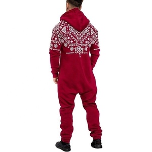 New Trending Men's Printed Romper With Front Zipper Sublimated Drawstring Hood Track Suit Zip Sleeping Wear <b>Knickers</b> Sweat Suit - Product Image 1