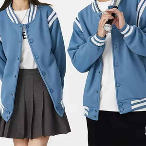 Veste universitaire en polaire 100 % polyester de haute qualité pour homme, 600 g/m², col montant, boutonnée, décontractée, style baseball, unie, automne-hiver - Product Image 6