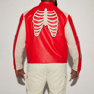 Best Heavyweight <b>Jacket</b> Supplier High Quality Biker Printed Skull Boxy <b>Jackets</b> Genuine <b>Leather</b> Motocross Red Bomber <b>Jackets</b> - Product Image 4