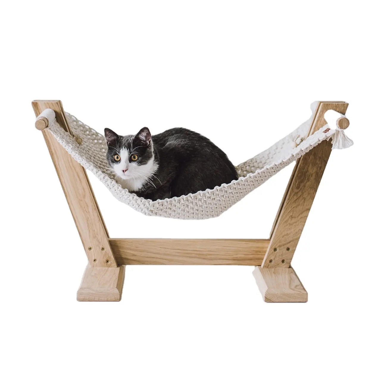 أرجوحة القط المصنوعة يدويًا من مكرمية, سرير للحيوانات الأليفة ، شراء من Isar International بسعر أفضل