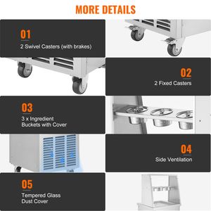 13.8 commerciale \ "X 13.8 \" quadrato in acciaio inossidabile laminati macchina per gelato fritto rotolo 2 raschietti per Yogurt - Product Image 6
