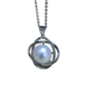 Pendentif en perle d'eau douce naturelle Zhuji 9-10 mm, blanc froid, rond, sans défaut, argent S925, charme en perle Edison - Product Image 5