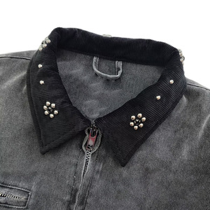 Men's <b>Suede</b> Bomber <b>Jacket</b> With Rivet Details Turn-down Collar Zipper Closure Streetwear Style Autumn Wear - Product Image 4