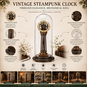 Art Deco Mechanical Metal Desk <b>Clock</b> with Glass Face <b>Vintage</b> Style Decorative Table | <b>Clock</b> for Home Office Living Room Decor - Product Image 5