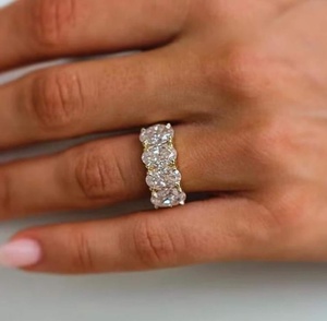 Bague d'éternité en argent sterling avec diamant de laboratoire taille ovale pour femme, alliance de mariage, bijou d'anniversaire - Product Image 1