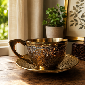 Handmade Pure Copper Coffee Tea <b>Cup</b> with Copper <b>Saucer</b> Hammered Finish Ayurvedic Drinking Mug Wholesale OEM ODM Supplier India - Product Image 6