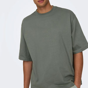 T-shirt d'été respirant uni à marque privée, coupe décontractée, épaules tombantes, pour hommes, disponible dans toutes les tailles - Product Image 3