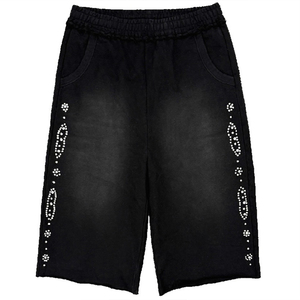 Pantalones Cortos Anchos Oversize para Hombre con Pedrería, Estilo Urbano, Bermuda Larga Holgada, Moda Hip Hop - Product Image 1