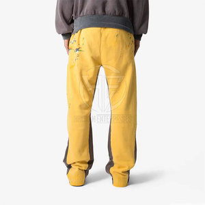 Modern Casual Trousers Soft Material Flexible Waistband Loose Leg Clean Style Movement Comfortable <b>Men</b> Flared <b>Sweat</b> <b>Pant</b> - Product Image 4