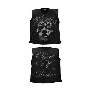 Camiseta sin Mangas Estilo Punk Personalizada para Hombre, Cuello Redondo, Diseño Gráfico Impreso en la Parte Delantera, Algodón Negro, con Logotipo - Product Image 5