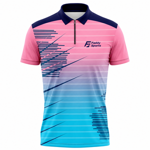 Polo personnalisé par sublimation pour homme, séchage rapide, col zippé 1/4, pour golf, tennis, sport, respirant, maillot de sport d'équipe, vente en gros - Product Image 1