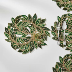handmade beaded table placemat Mat Mat featuring a butterfly design Butterfly Design Embroidered Dining Mat Table - Product Image 6