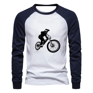 Camiseta de Manga Larga Gris para Hombre con Estampado de Ciclista de Montaña, Sudadera Casual con Cuello Redondo, Jersey de Algodón de Corte Regular - Product Image 2