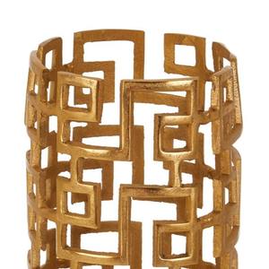 Lanterne porte-bougie cylindrique moderne en métal ajouré, motif clé grecque géométrique, support votif pour mariage, table et décoration intérieure - Product Image 4