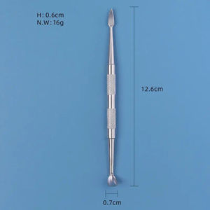 Empujador de Cutículas de Acero Inoxidable de Doble Punta de 130 mm para Manicura, con Diseño de Doble Cabeza Reutilizable y Logotipo Personalizado - Product Image 4