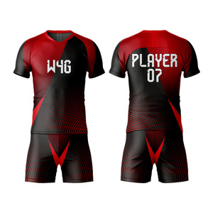 Maillots de football pour hommes personnalisés avec impression par transfert thermique, manches courtes, écologiques, 100% polyester - Product Image 4