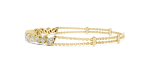 Bracelet en or massif 18 carats avec diamants de laboratoire de formes variées et assemblées, chaîne à maillons pour femme, bijoux fins - Product Image 2