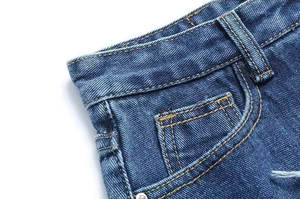 Shorts en jean pour femmes, fabriqués au Pakistan, de haute qualité, style vintage, fermeture à cordon, 2 poches, sexy, style boyfriend, respirant, été - Product Image 3