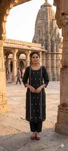 Women Cotton Kurtis Traditional Wear Ankle Length Casual Wear India Pakistan Style Regular Fit with Embroidery Work Kurtis - Product Image 2
