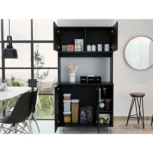 Armadio dispensa Bayshore a 3 ripiani in colore nero wengue per cucina - Product Image 2