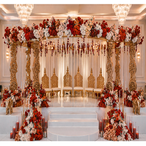Mandap en bois personnalisé à motif Paisley pour mariage de destination, mariage indien Gujarati, Mandap rond Lagan, Mandap en bois divin de qualité supérieure - Product Image 1