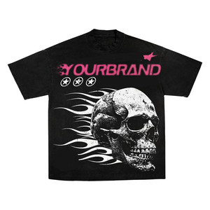 Camiseta de hombre 100% algodón con logotipo personalizado, totalmente adornada con pedrería, de alta calidad, lavado ácido, estilo vintage, de tela gruesa. - Product Image 5