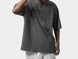 Hot Selling Oversized Unisex American Printed T-Shirts Men Loose Polyester Twill Stand Short Sleeve Formal Couple T-Shirts - Product Image 5