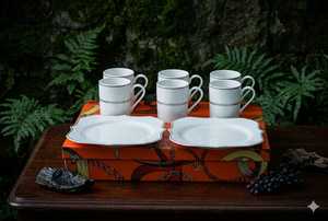 Ensemble de 8 tasses à café et soucoupes en céramique de luxe européenne personnalisées, plaquées or, gaufrées, pour le Nouvel An, coffret cadeau, 2026, écologique - Product Image 6