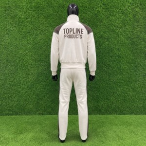 Survêtements d'hiver pour hommes, survêtement beige pour hommes avec accents marron, fermeture éclair intégrale, poches latérales, vêtements décontractés d'automne, polyester et coton - Product Image 2