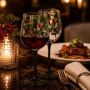 Hand-Painted Borosilicate 340ml Long Stem Eco-Friendly Dishwasher Safe Lead-Free Colored Decorative <b>Wine</b> <b>Goblet</b> Bulk Wholesale - Product Image 1