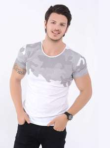 T-shirt à manches courtes en sublimation Terry pour hommes, logo personnalisé de haute qualité, col rond, coupe classique, blanc - Product Image 3